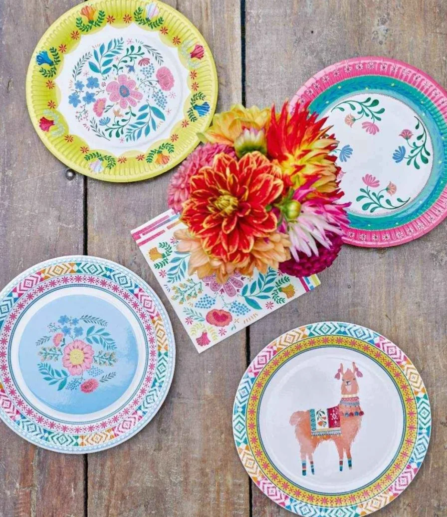 Boho Mix Floral Paper Plates 12pc Pack by Talking Tables