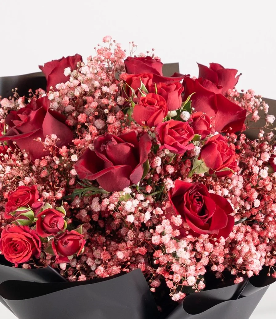 Bouquet of Red Roses and Fajr Perfume Bundle