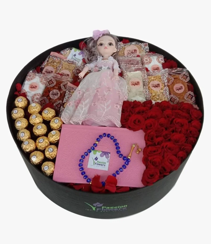Prophet's Birthday Sweets, doll, Chocolates and Flowers Box