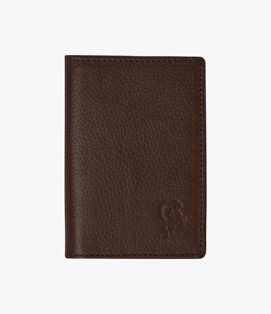 Brown Leather Card Holder by Mihyar Arabia