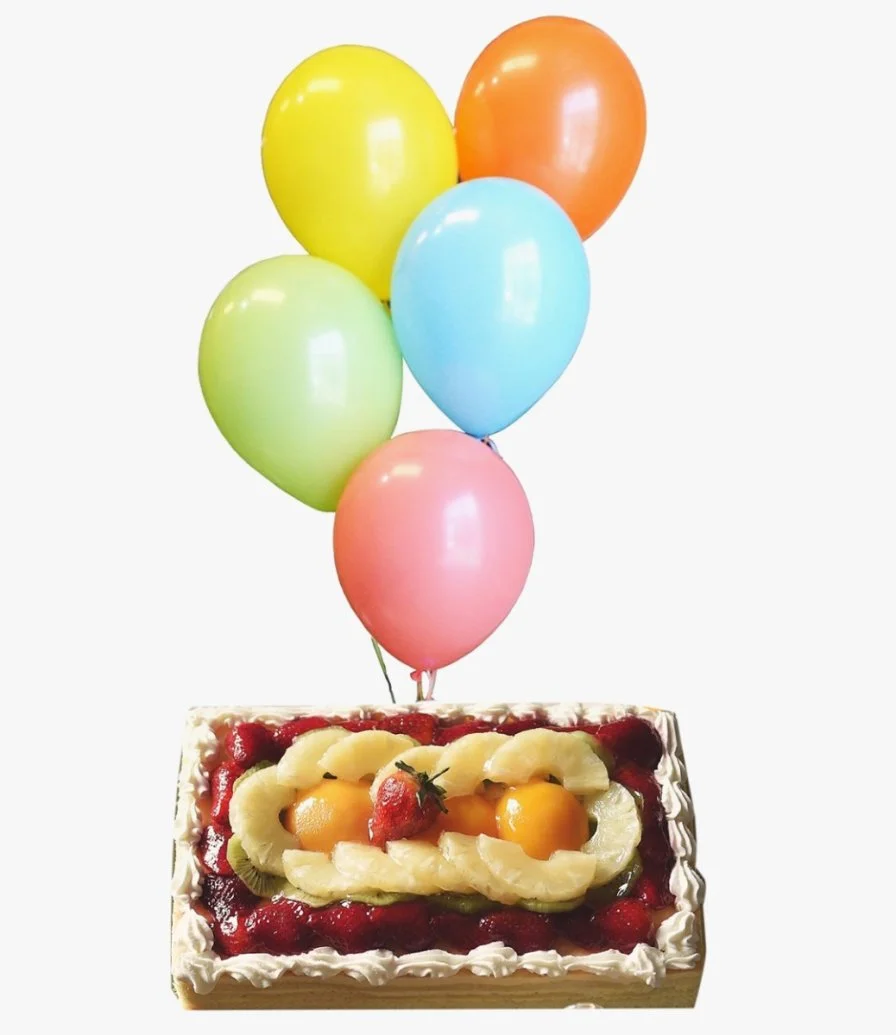 Fruit Cake and Balloons Gift Bundle