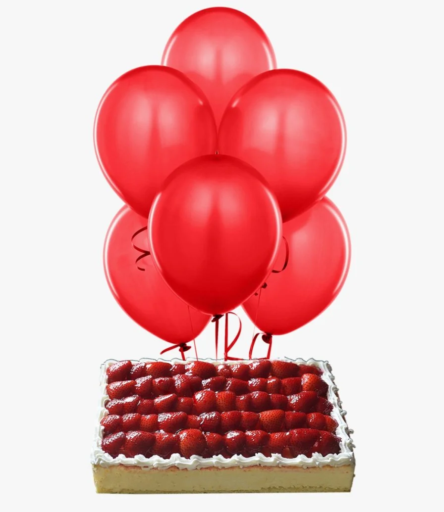 Strawberry Cake and Balloons Gift Bundle