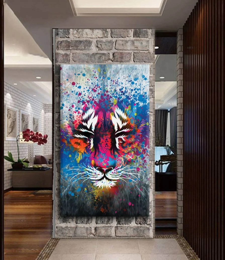 Canvas Painting of a Tiger Face
