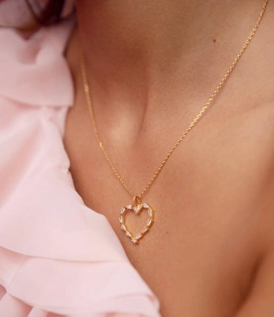 Caroline Svedbom Baguette Heart Necklace Crystal.