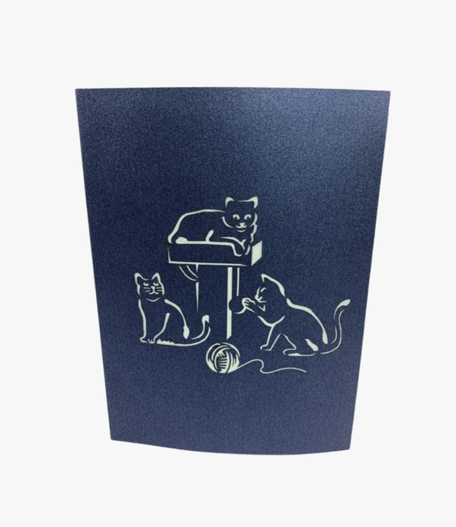 بطاقة ثلاثية الأبعاد بوب أب بتصميم قطط تلعب من أبرا كاردز