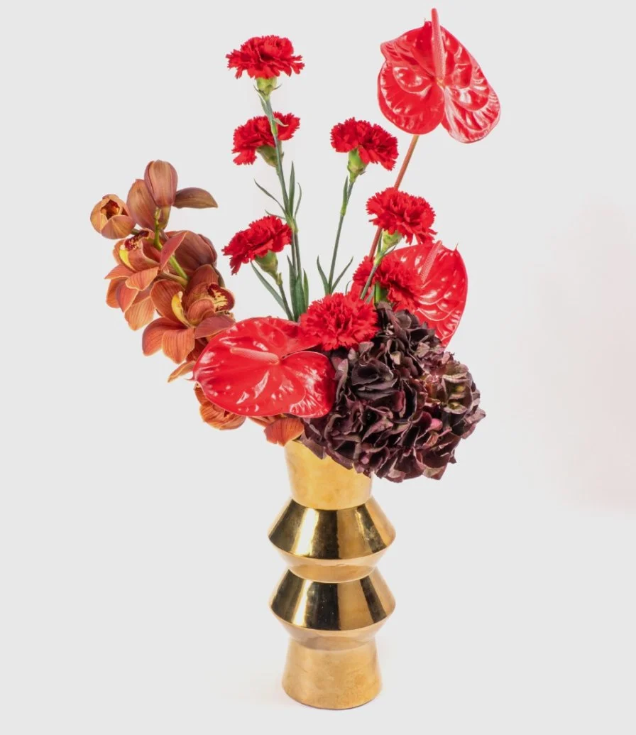 Celestial Blooms Gold Vase Floral Arrangement