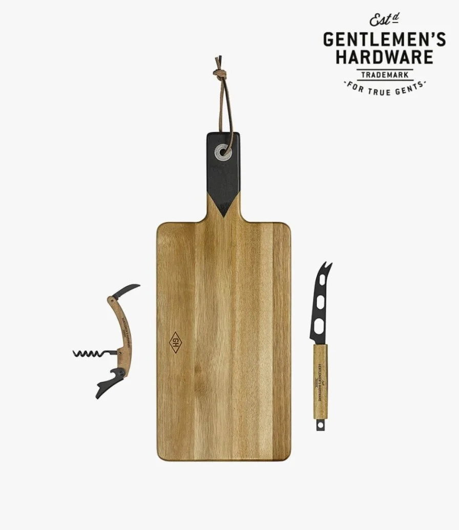 Cheese Board and Knife Set with Wine Opener By Gentlemen's Hardware