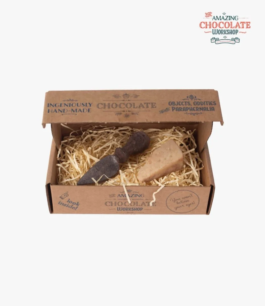 Cheese Knife & Parmesan Cheese Chocolate by The Amazing Chocolate Workshop