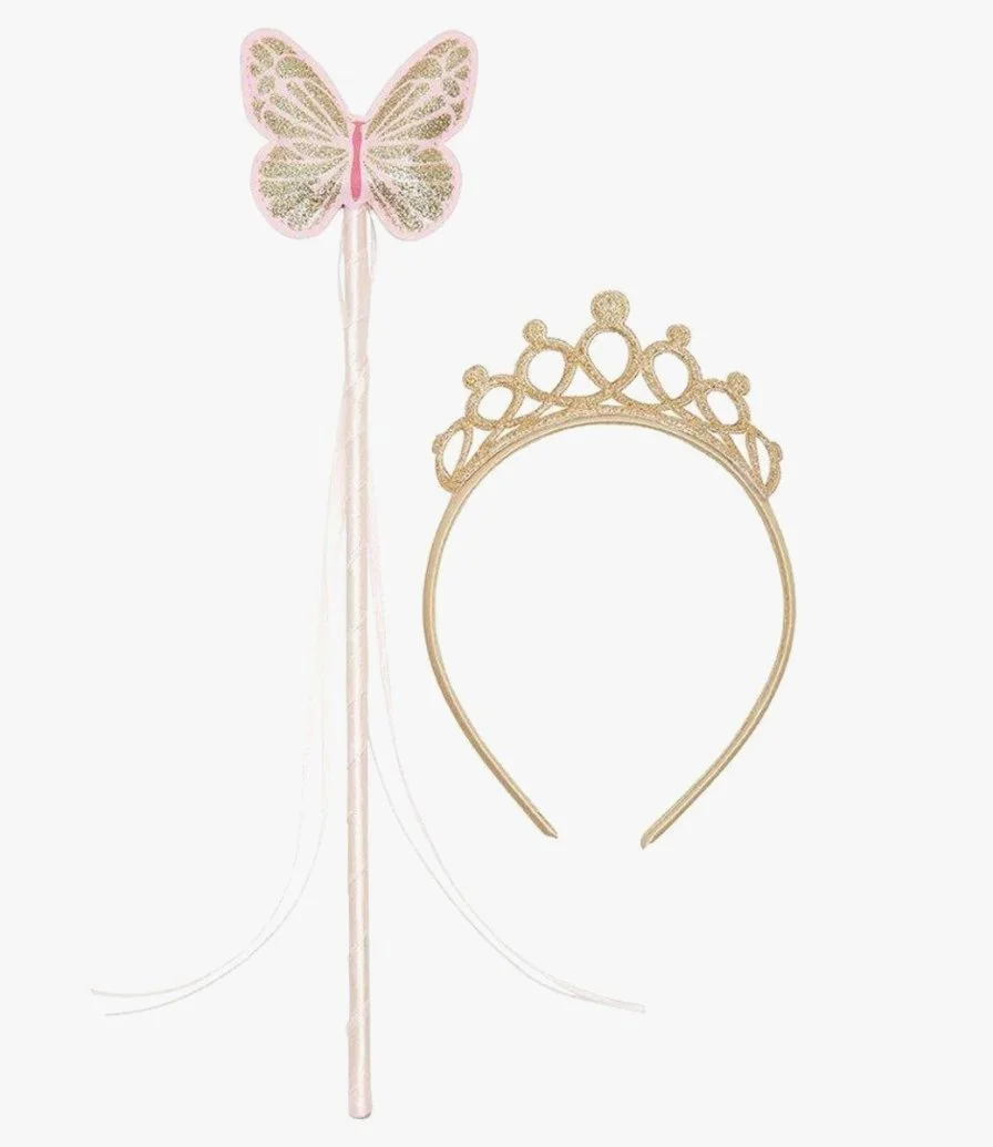 Children's Gold & Pink Fairy Wand & Tiara Set by Talking Tables