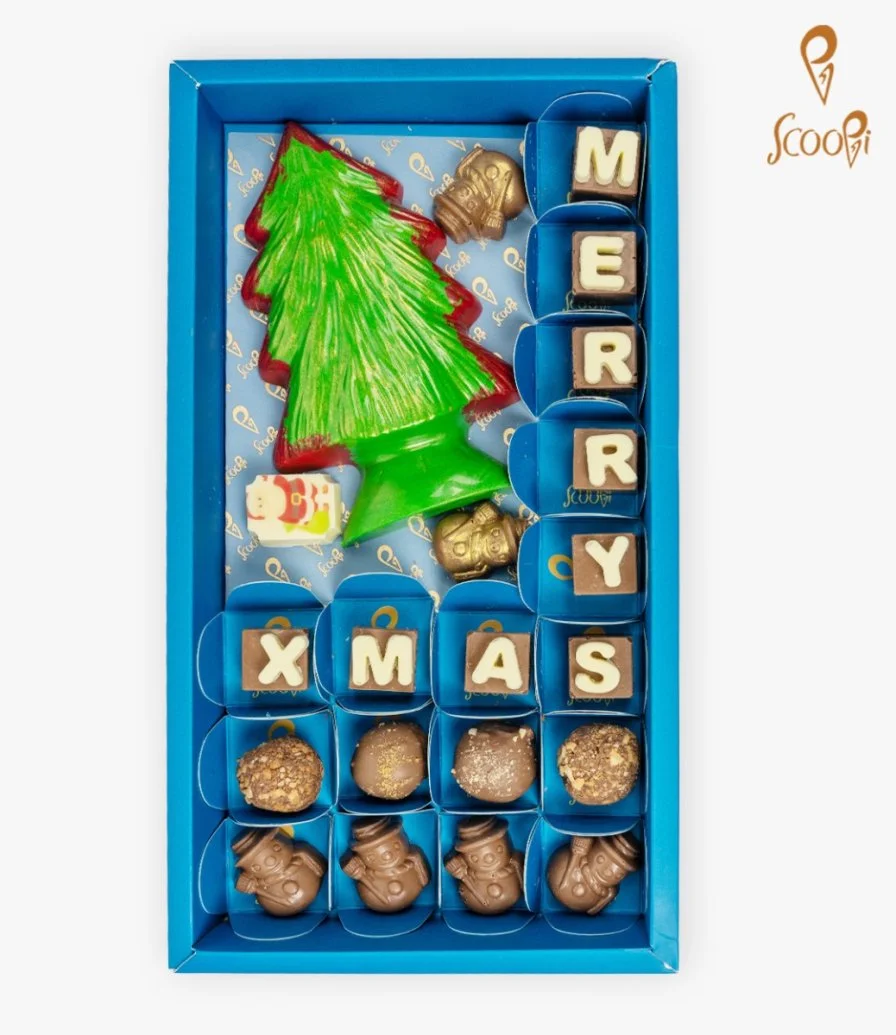 Merry Christmas Chocolate Box with a Chocolate Christmas Tree by Scoopi
