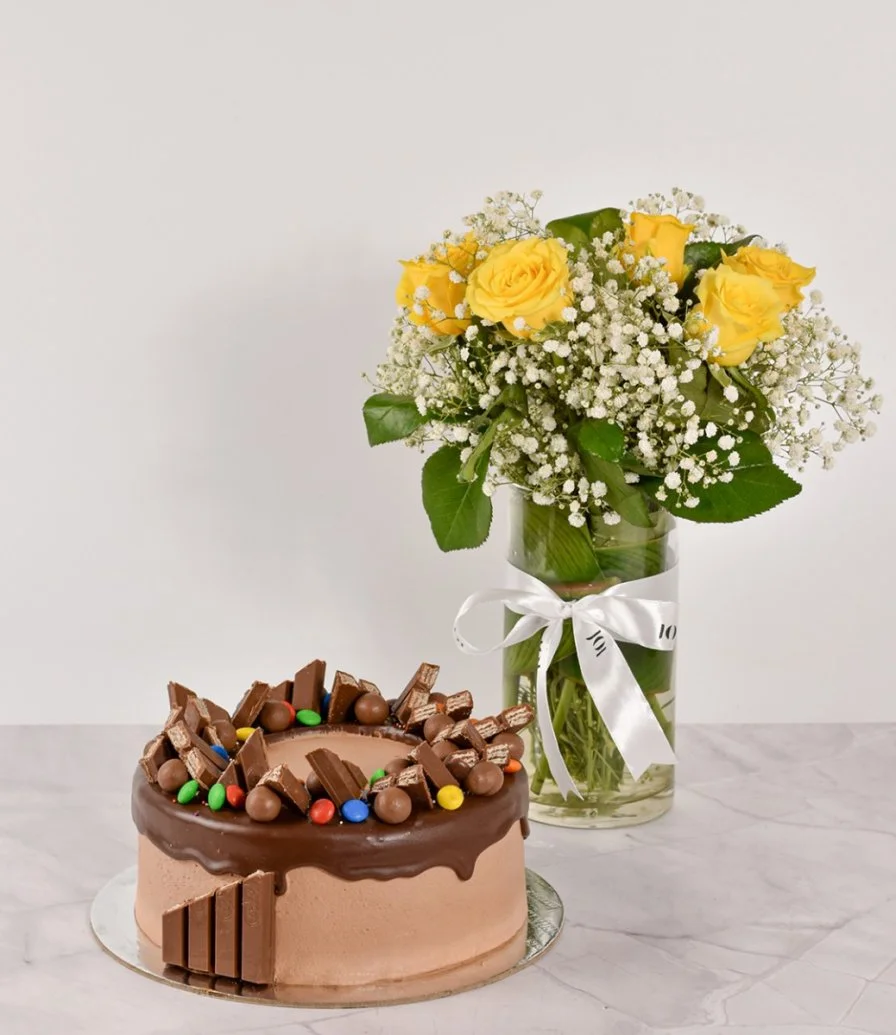 Chocolate Chips Cake & Flowers Bundle By Secrets