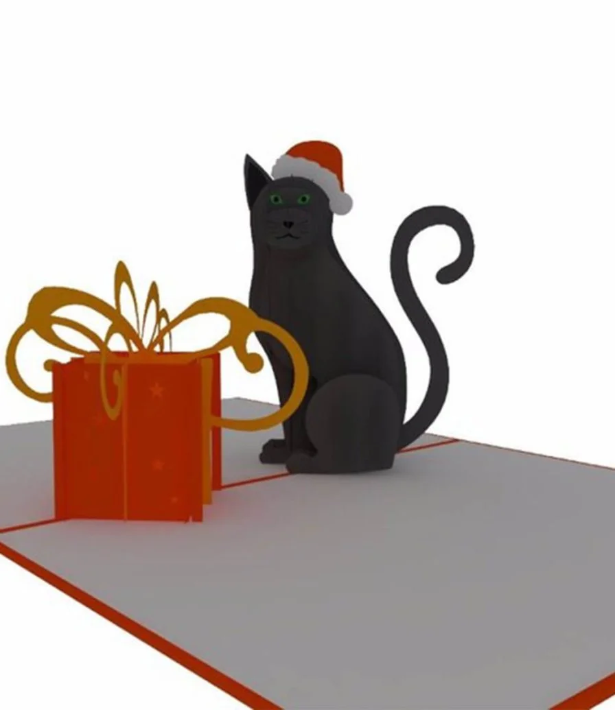 Christmas Cat 3D Card by Abra Cards