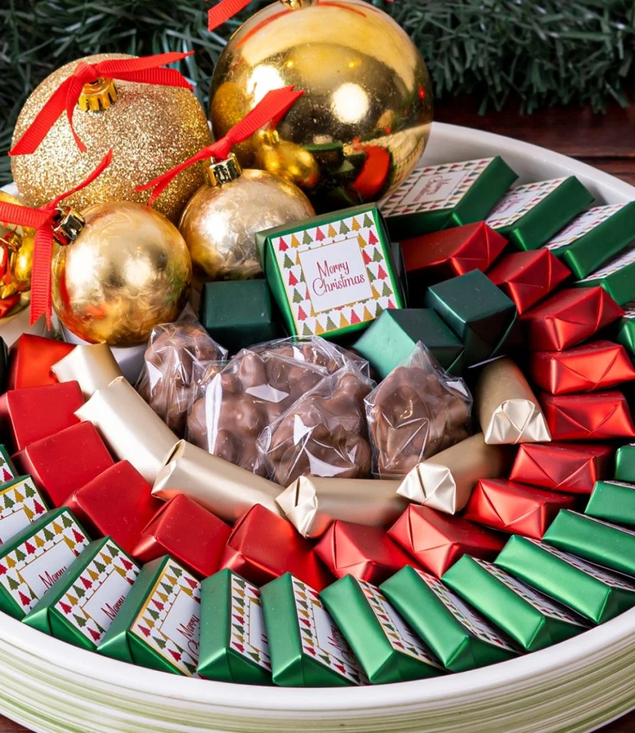 Christmas Chocolate Assortment in a Ceramic Bowl By Lilac 