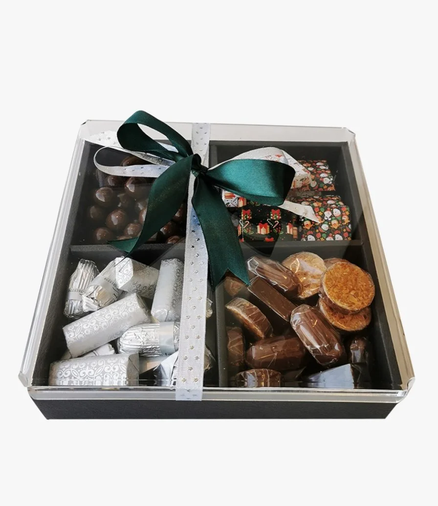 Christmas Chocolate Leather Box With Dividers by Éclat