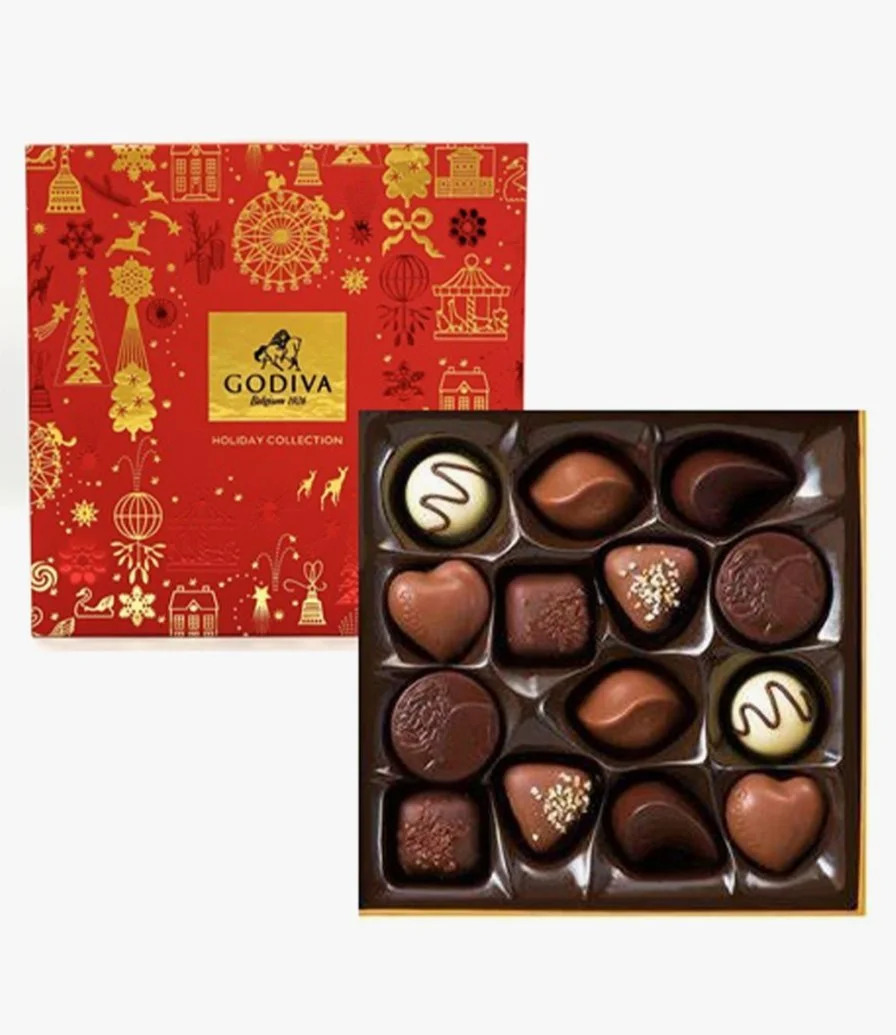 صندوق شوكولاته الكريسماس جولد ريجيد 14 قطعة من جوديفا 