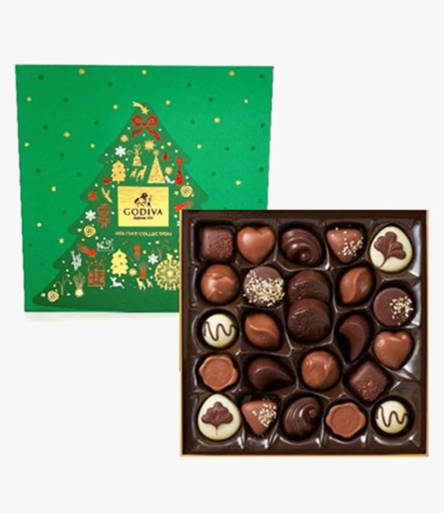 Christmas Gold Rigid Chocolate Box 24pcs by Godiva