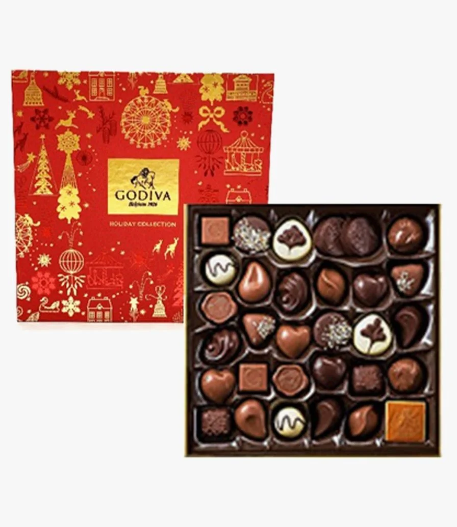 Christmas Gold Rigid Chocolate Box 34pcs by Godiva