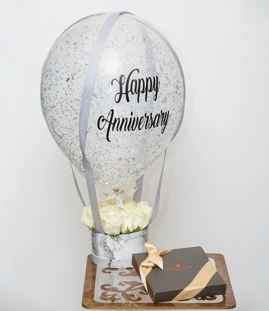 Classic French Collection by Forrey and Galland and Customised Balloon and Flowers  Bundle