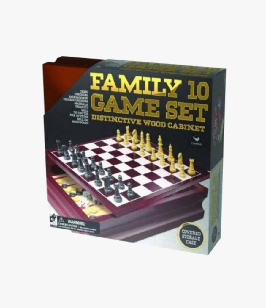 Classic Wood Family 10 Game Set Black & Gold