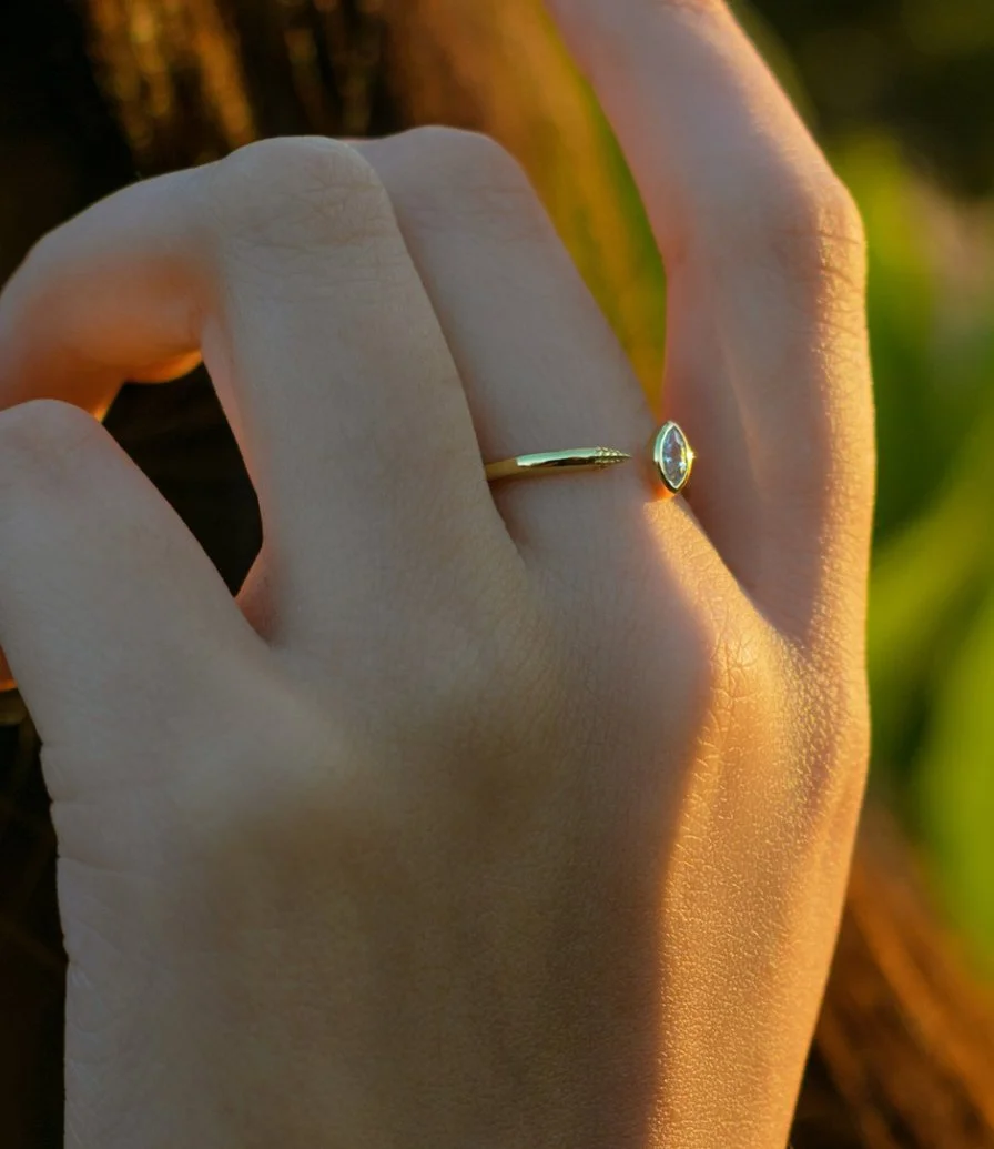 Gold Large Claw Ring by Fluorite