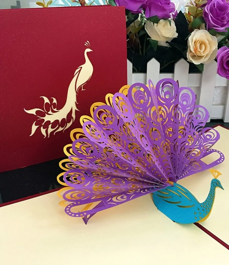 Colorful Peacock 3D Greeting Card
