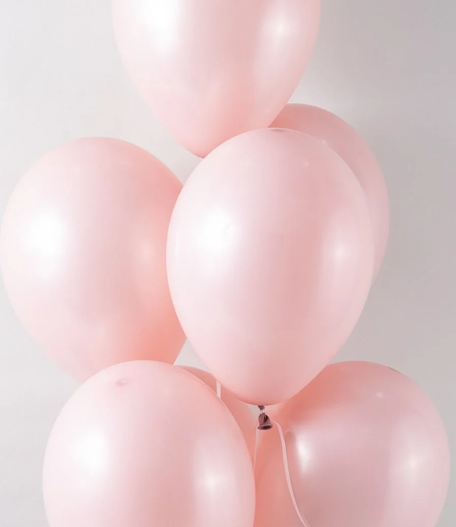 Colors Cake & Pink Helium Latex Balloons Bundle