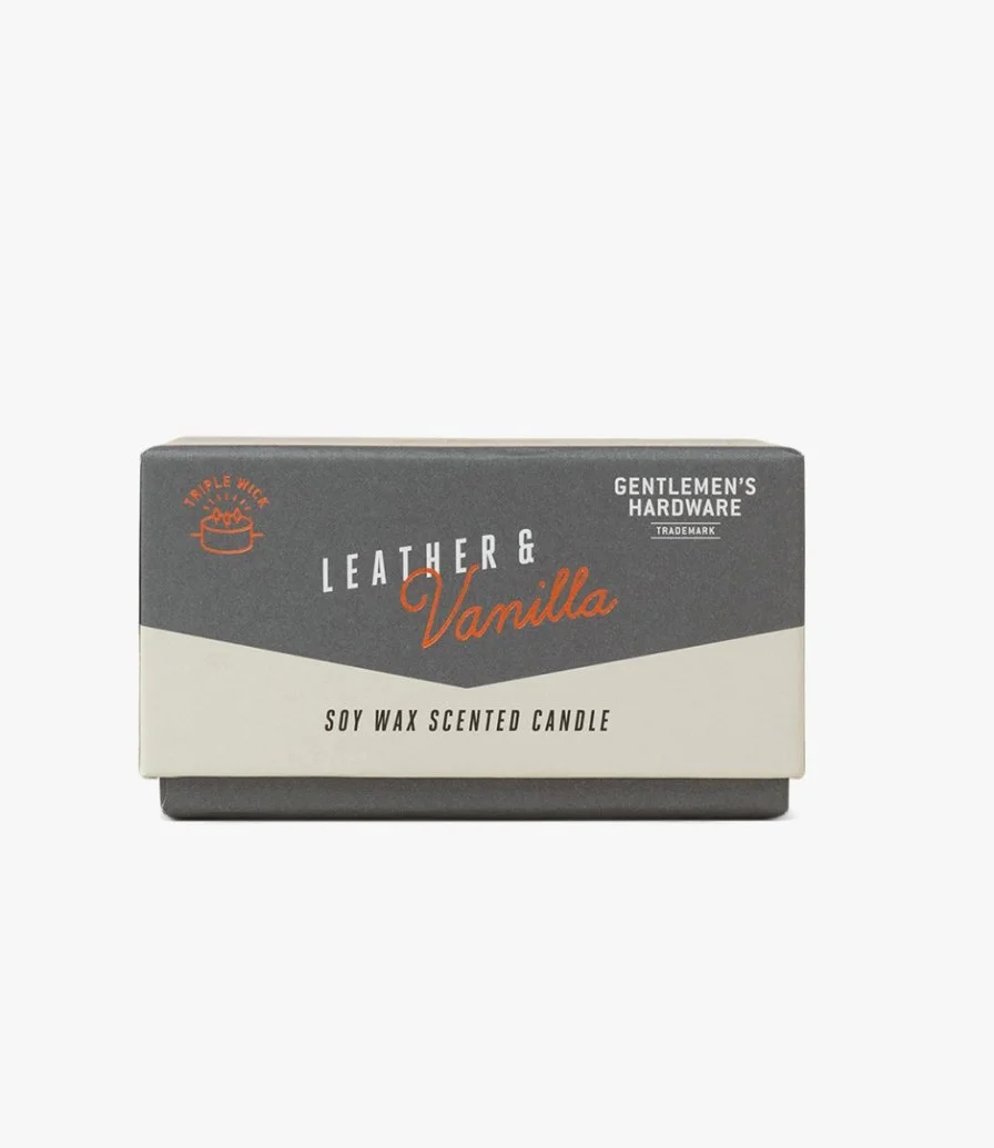 Concrete Candle Leather & Vanilla 7oz By Gentlemen's Hardware
