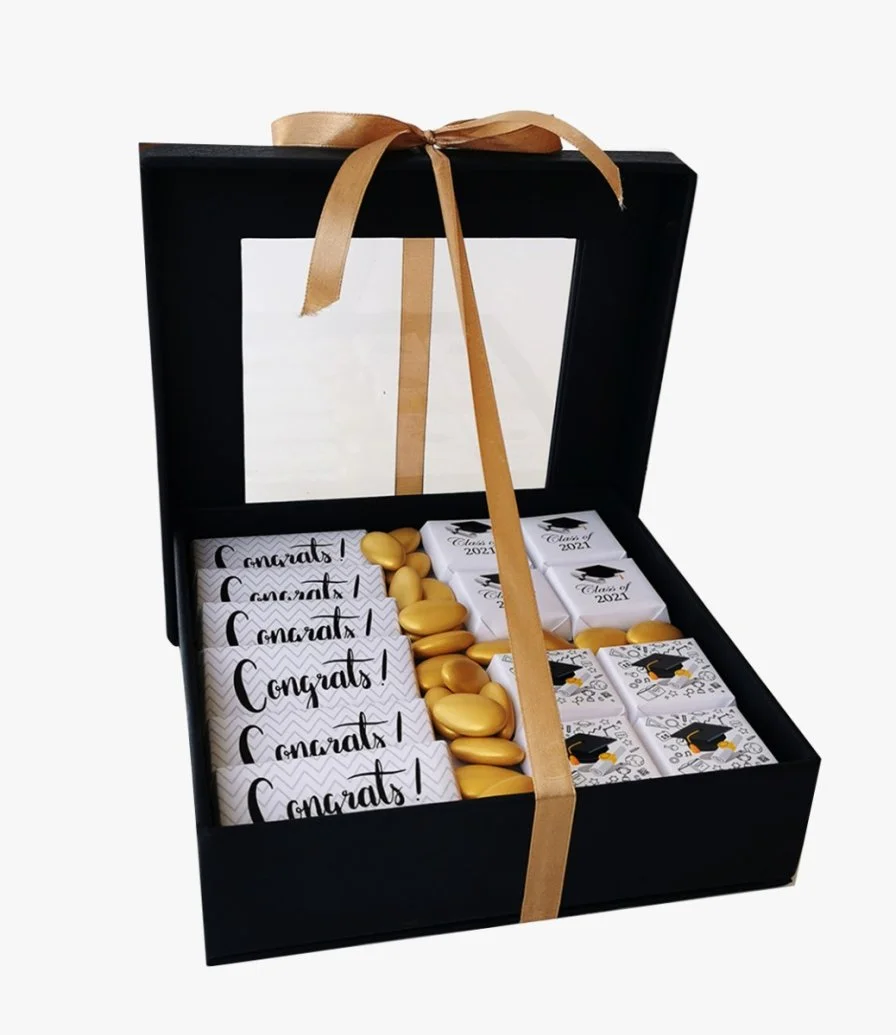 Congrats Graduation Chocolate Leather Box By Eclat