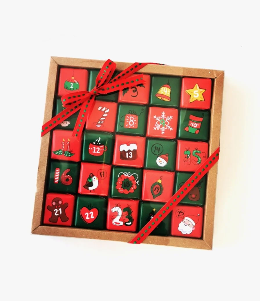 صندوق شوكولاتة العد التنازلي للكريسماس من إيكلا - أحمر