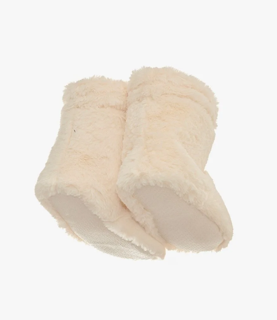 Cream Faux Fur Slipper Boots