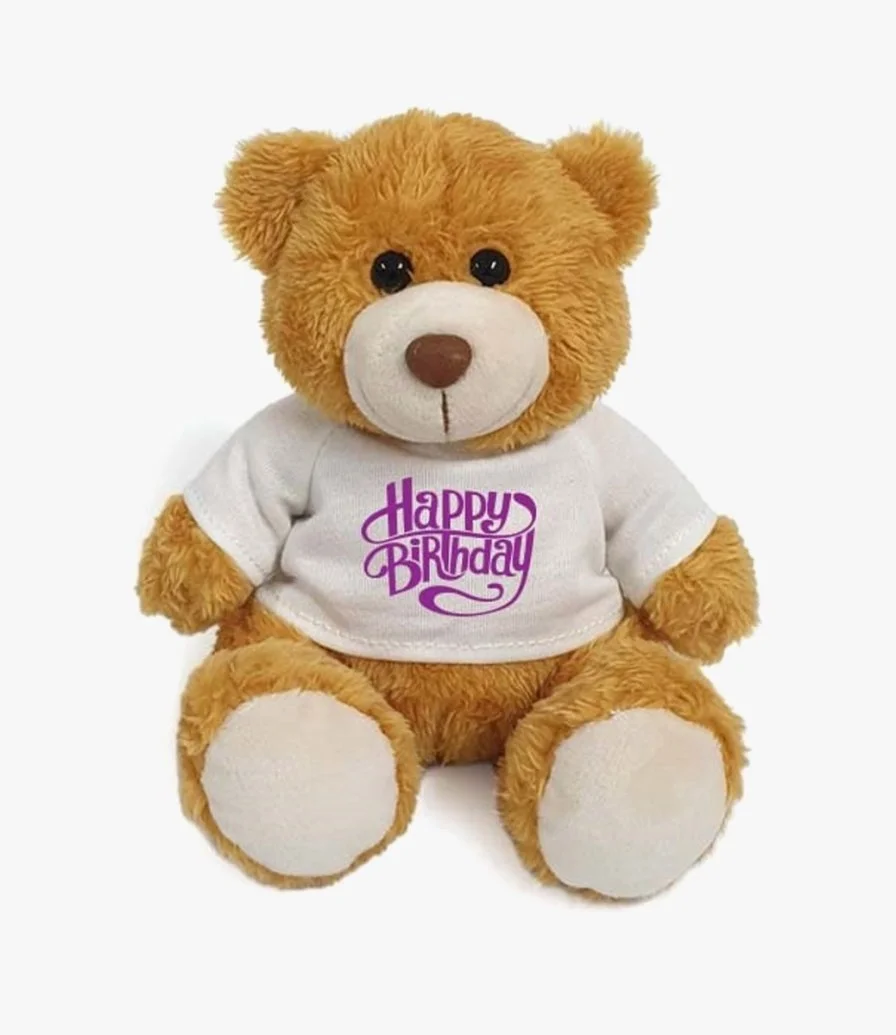 Golden Teddy Bear with Birthday T-shirt By Fay Lawson