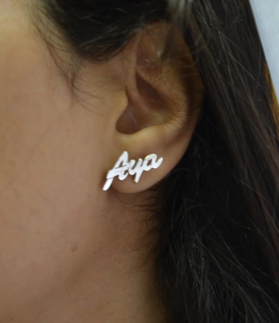 Customized Name Silver Earrings by B Star