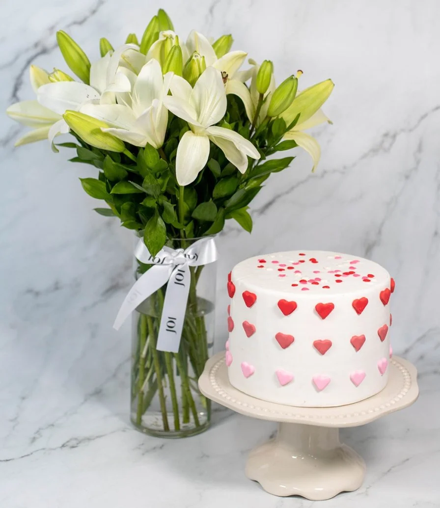 Cute Heart Cake & Lillies Bundle by Secrets