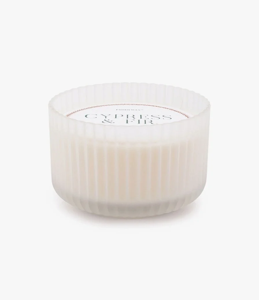 Cypress & Fir 425g Large 3-Wick White Frosted Glass Candle by Paddywax