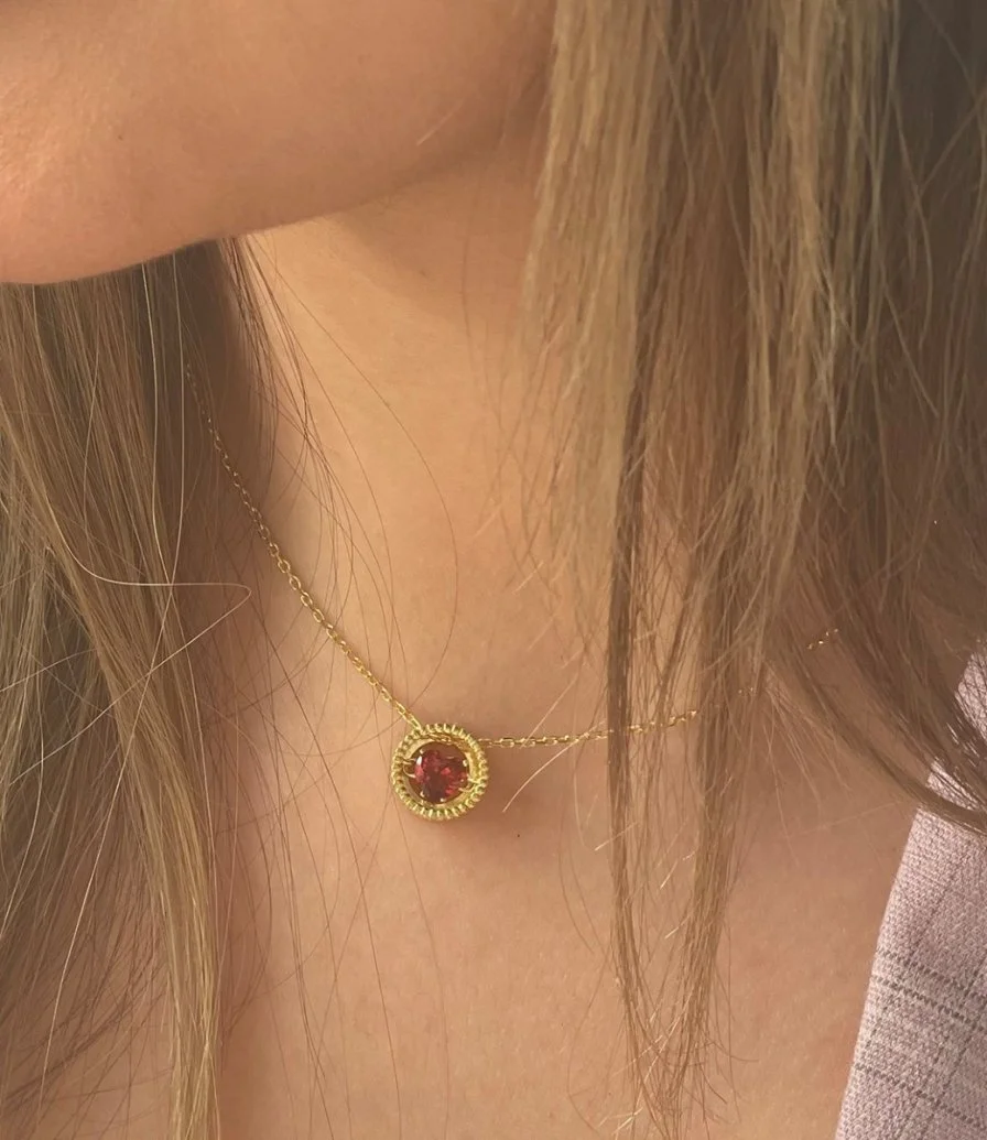 D Heart Red Necklace Gold-Vermeil by FLUORITE