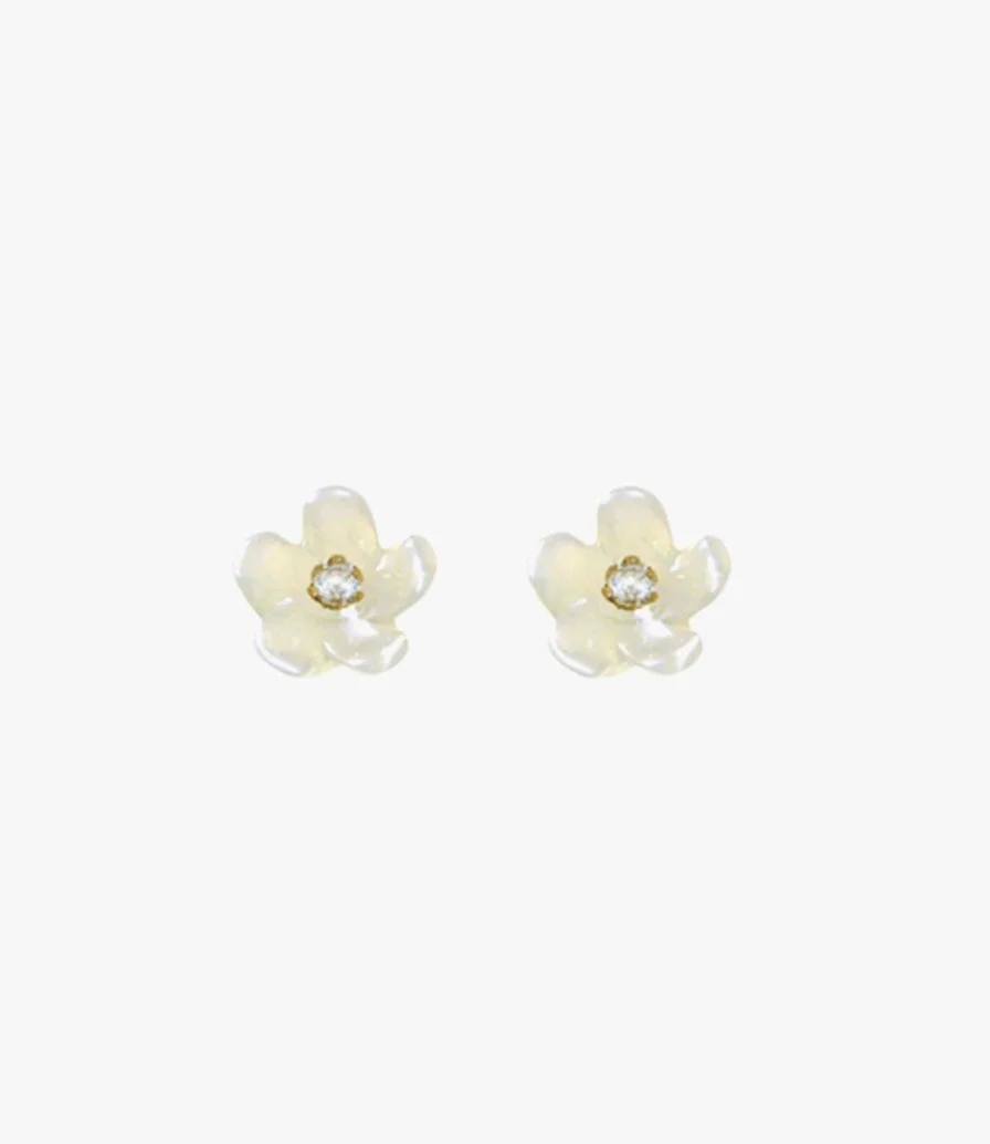 White Daisy Diamond Earrings