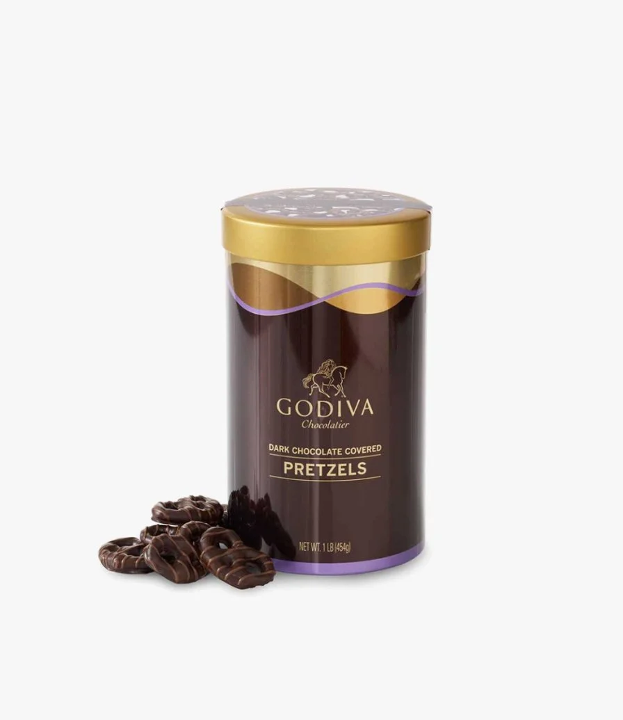 Dark Chocolate Covered Pretzel Canister by Godiva