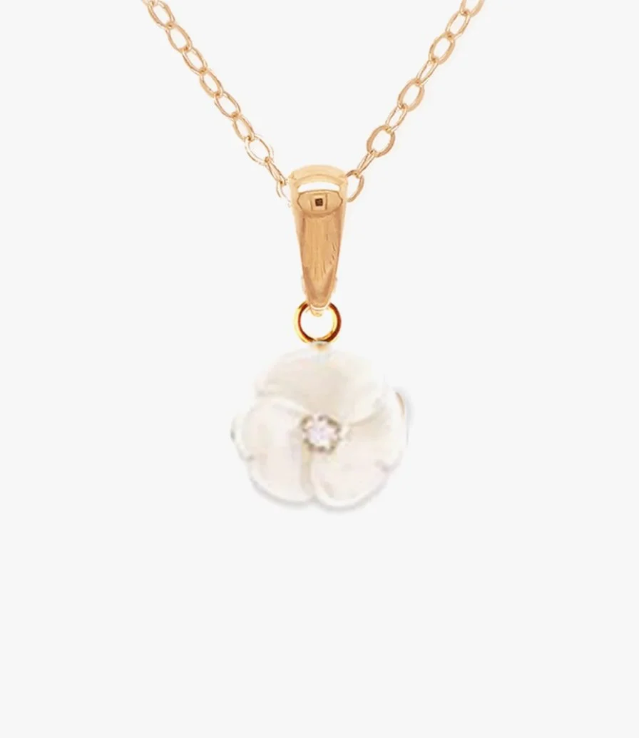 Pearl White Diamond Flower Necklace