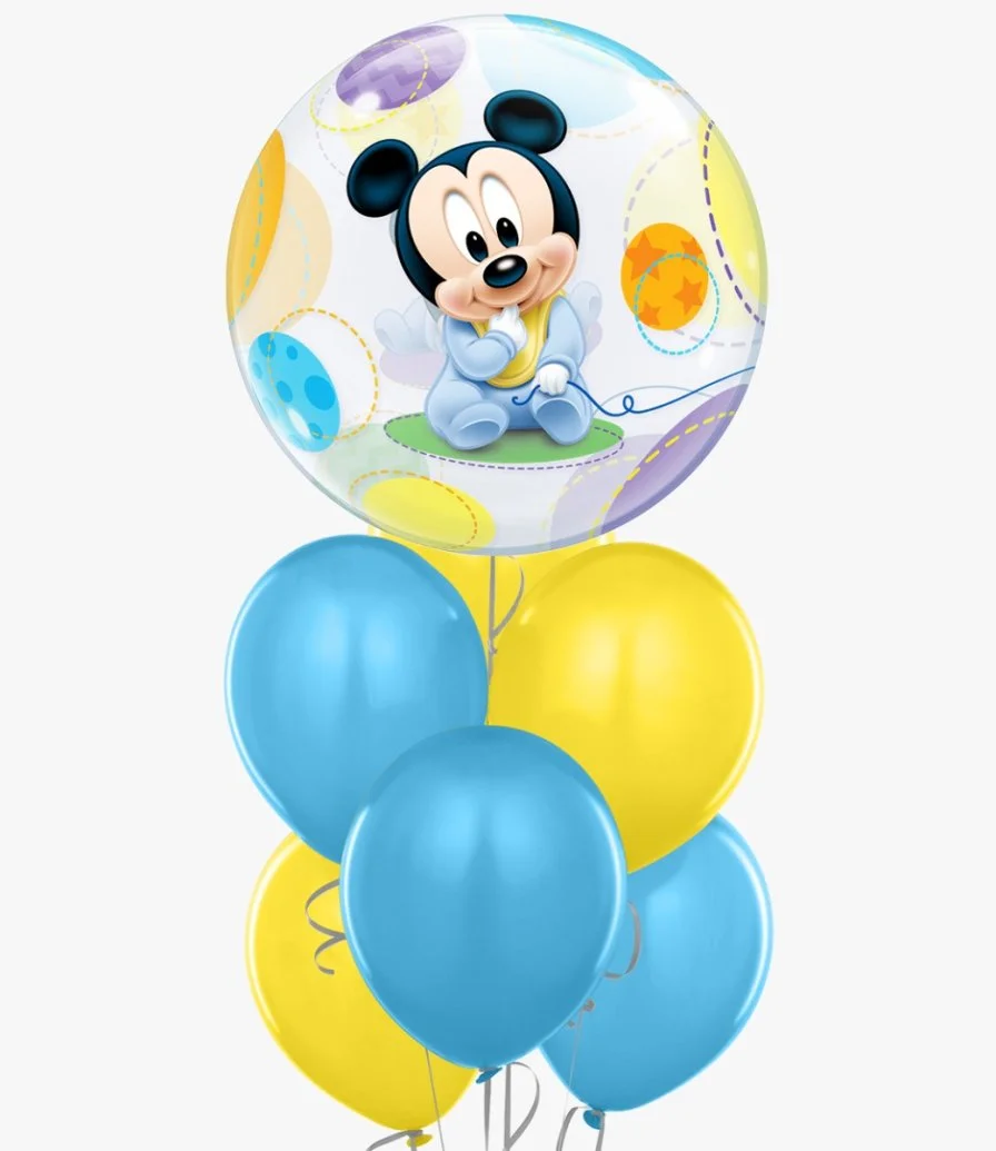 Disney Baby Mickey Mouse Yellow & Blue Bubble Balloon Bubble