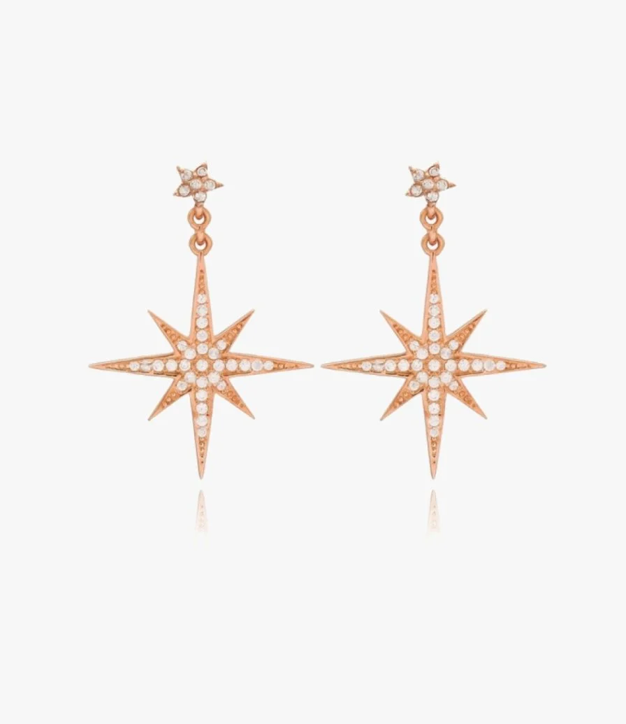 Hexagonal Pattern Earrings With Genuine Zircon by NAFEES