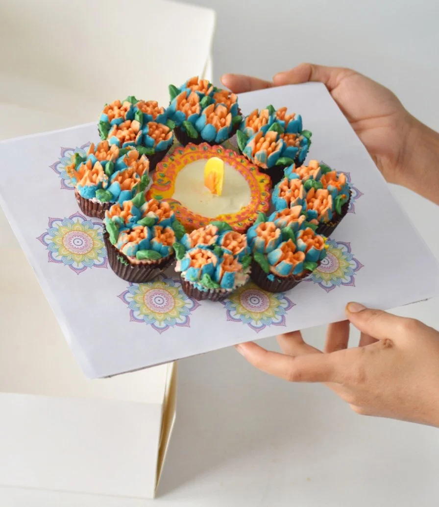 Diwali Blue Rangoli Cupcakes by Sweet Celebrationz