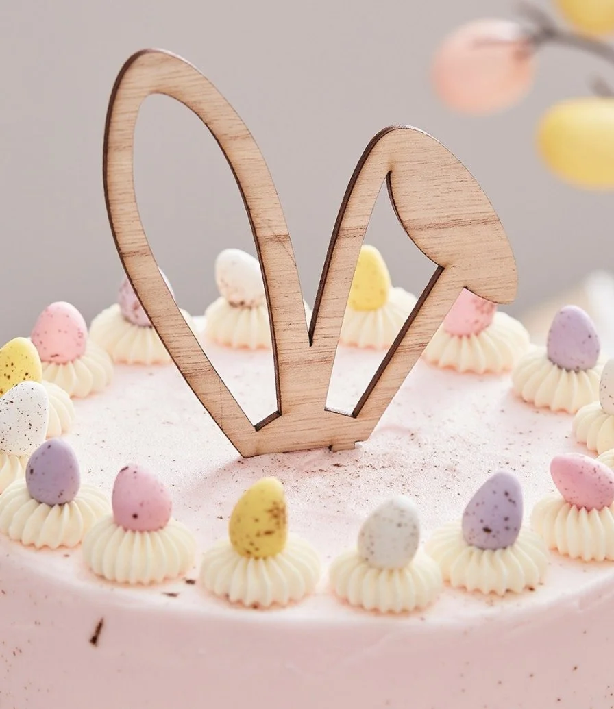 Easter Bunny Ears Wooden Cake Topper 