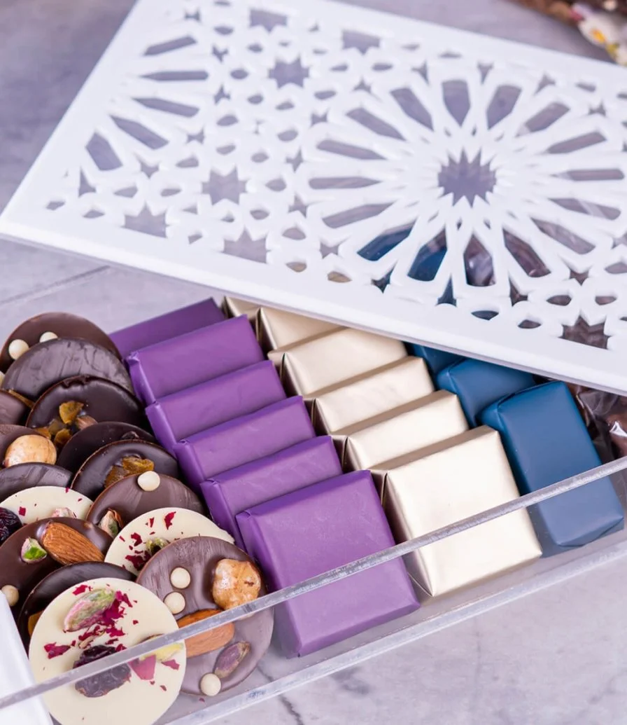  Chocolate Arrangement in a Rectangular Acrylic Box by Lilac