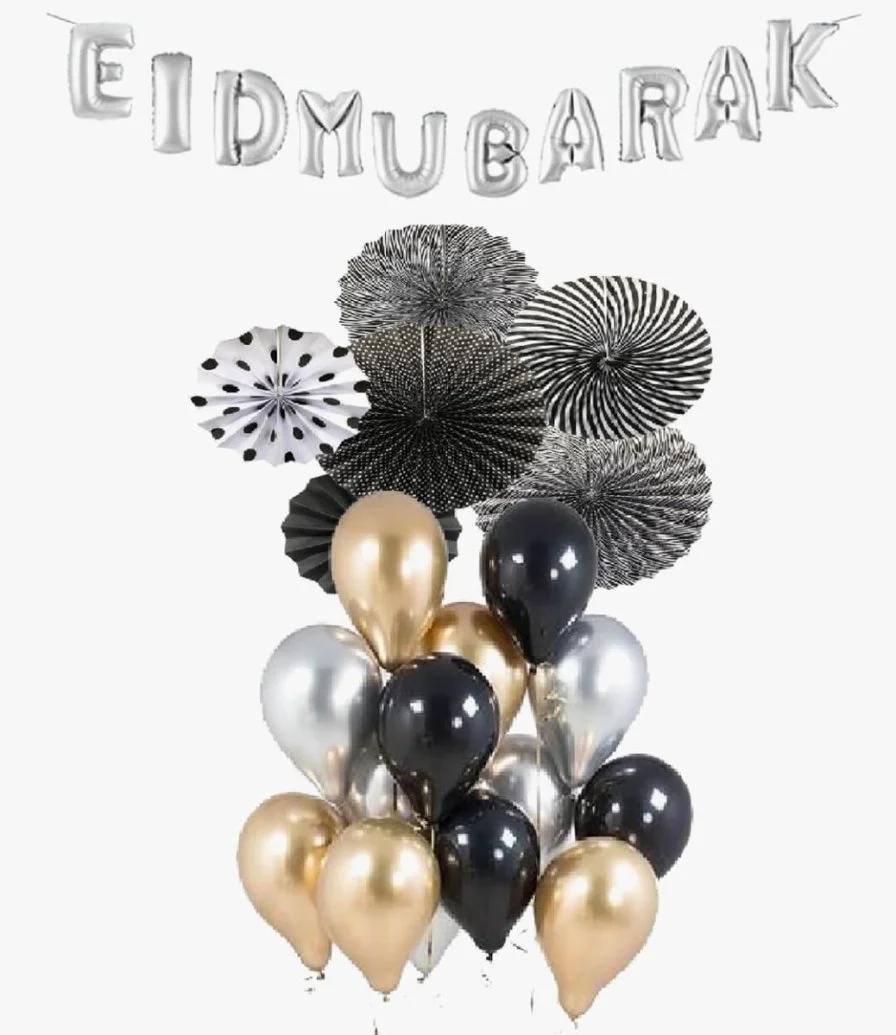 EID Mubarak Black Balloon Bouquet