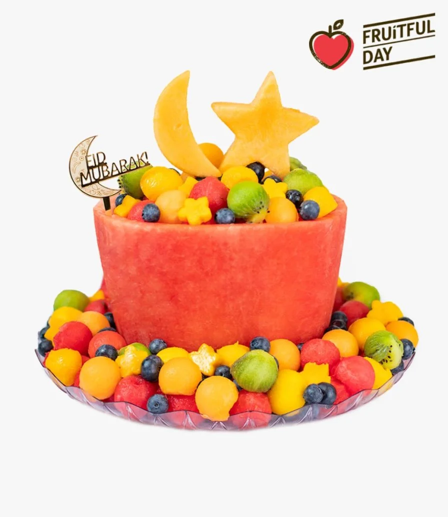 Eid Melon Cake 1-tier with Golden Moon-shaped Topper by Fruitful Day