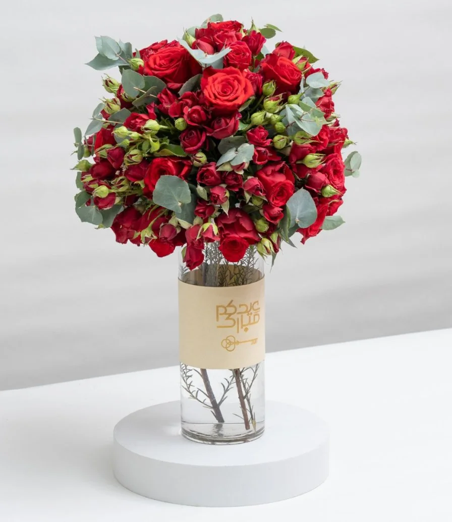 Eid Mubarak Red Luxury Flower Arrangement