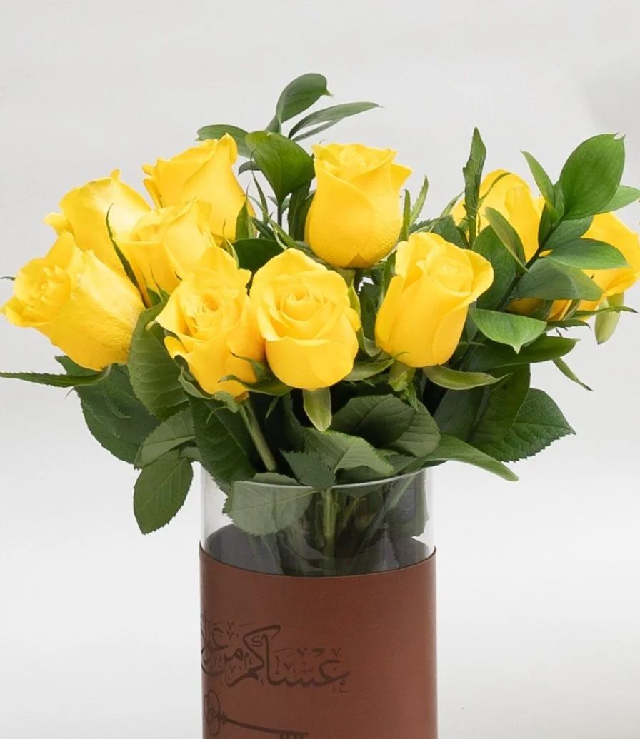 Eid Yellow Roses Flower Arrangement