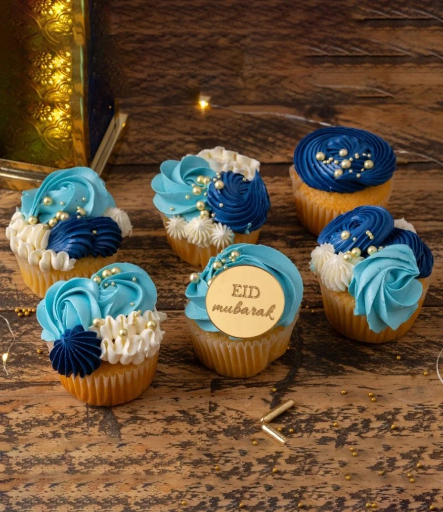 Elegant Blue Eid Cupcakes 12pcs by Cake Social