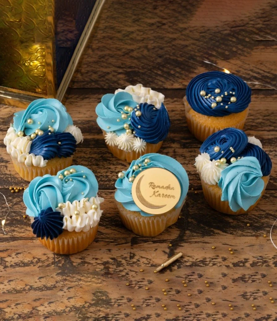 Elegant Blue Ramadan Cupcakes 6pcs by Cake Social