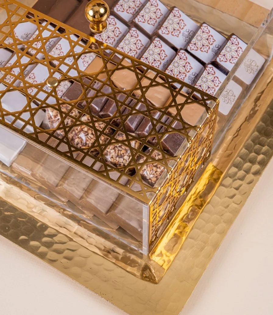 Elegant Eid Chocolate Tray by Lilac - Gold